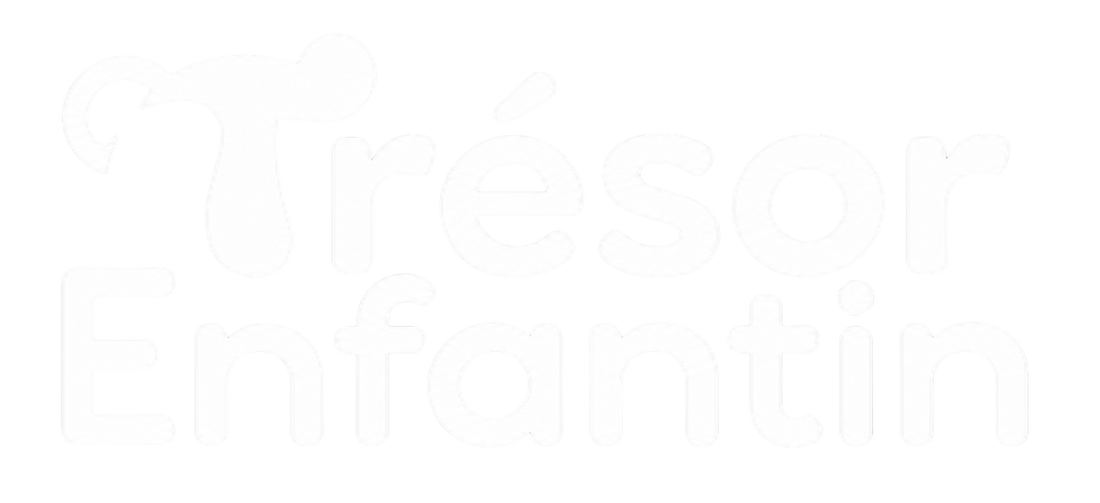 Logo Trésor Enfantin, texte blanc sur fond noir, grand format