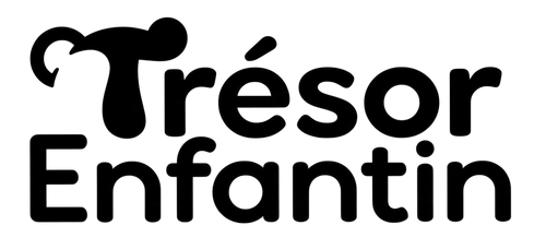 Logo Trésor Enfantin en contour, sur fond noir